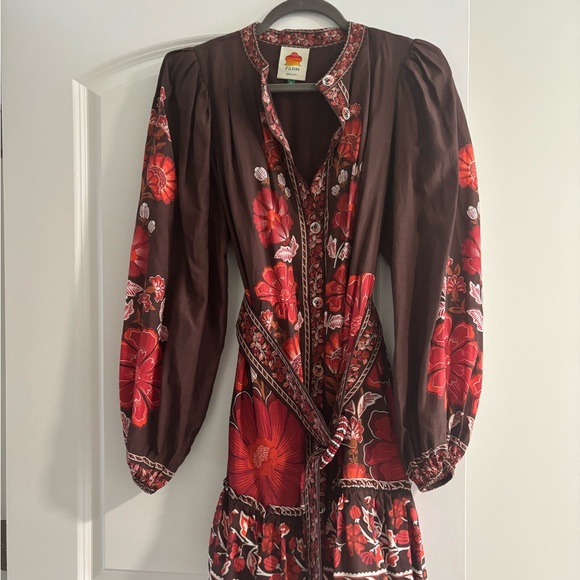 FARM Rio Brown and Red Floral Dress - Picture 1 of 3
